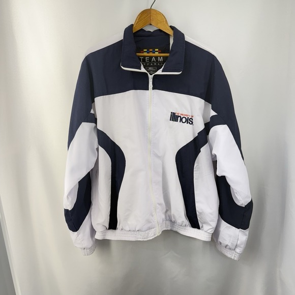 Vintage University Of Illinois Team Apparel Windbreaker Jacket Men's L Y2K
